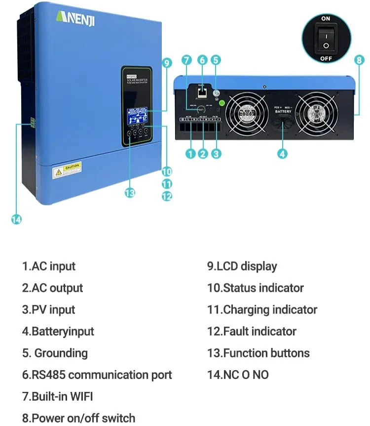 Anenji hybrid inverter, 3 kW, 24 V, parallel, Wi-Fi — фото 6