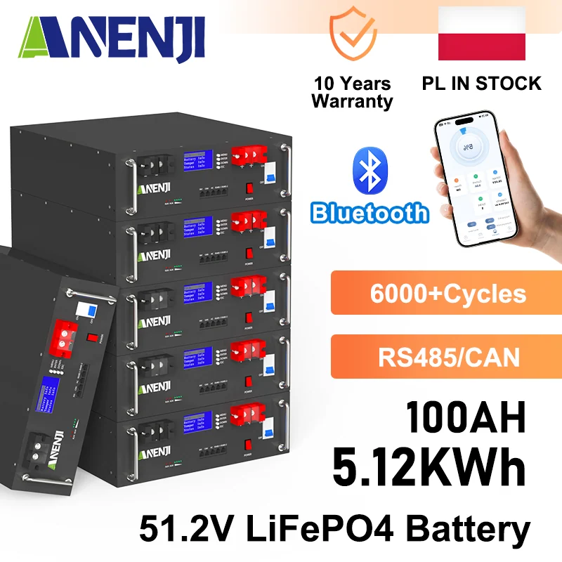 Anenji LiFePO4-Akku (Rack), 48 V, 100 Ah, 5 kWh, BMS — фото 2