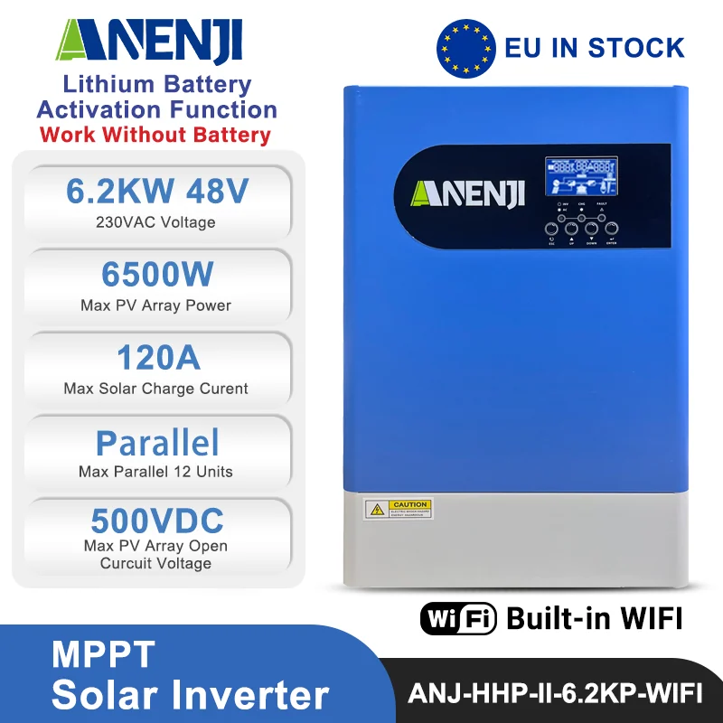 Anenji Hybrid-Wechselrichter, 6,2 kW, 48 V, bis zu 12 Stk. parallel dazu WLAN — фото 2