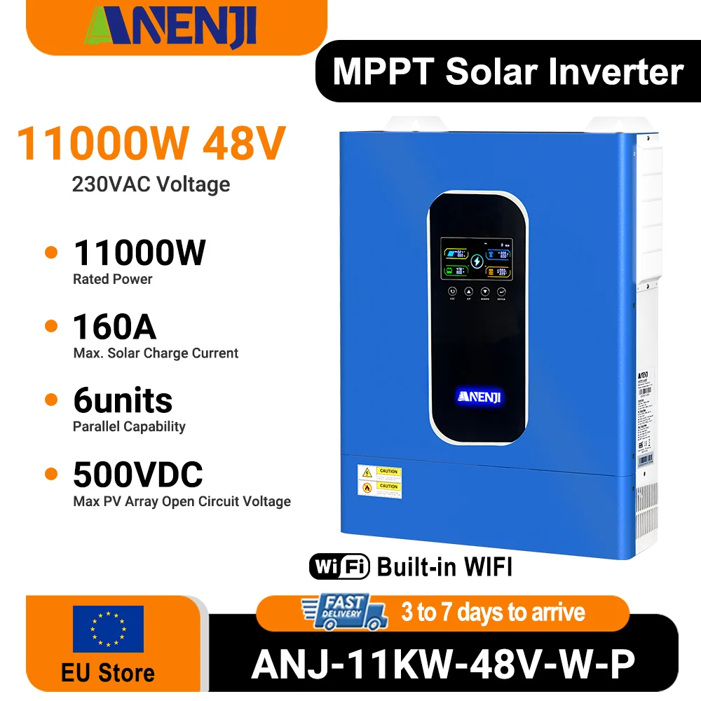 Anenji Hybrid-Wechselrichter, 11 kW, 48 V, bis zu 6 Stk. parallel dazu WLAN — фото 2
