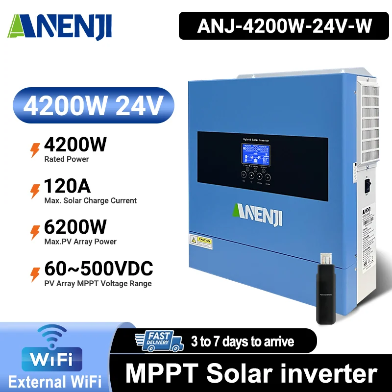 Anenji Hybrid Inverter 4.2kW ​​24V 2 Outputs Wi-Fi (ANJ-4200W-24V-W) — фото 2