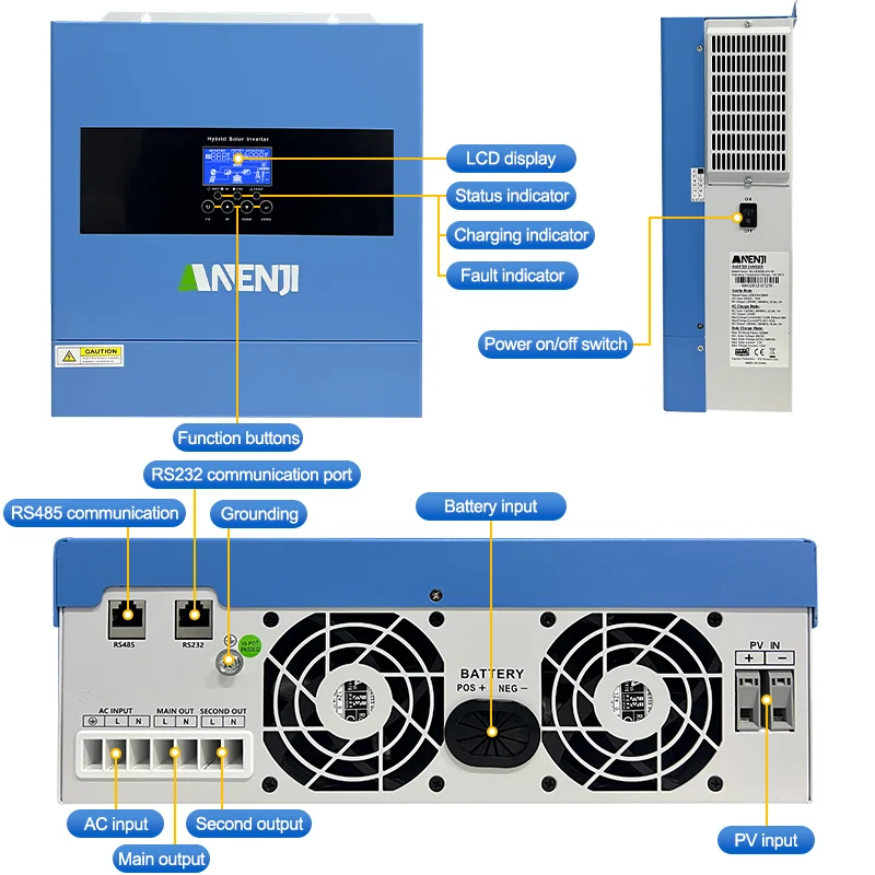Anenji Hybrid Inverter 4.2kW ​​24V 2 Outputs Wi-Fi (ANJ-4200W-24V-W) — фото 5