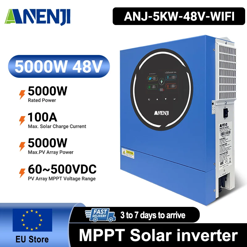 Anenji Hybrid Inverter 5kW 48V 2 Outputs Parallel Wi-Fi — фото 2