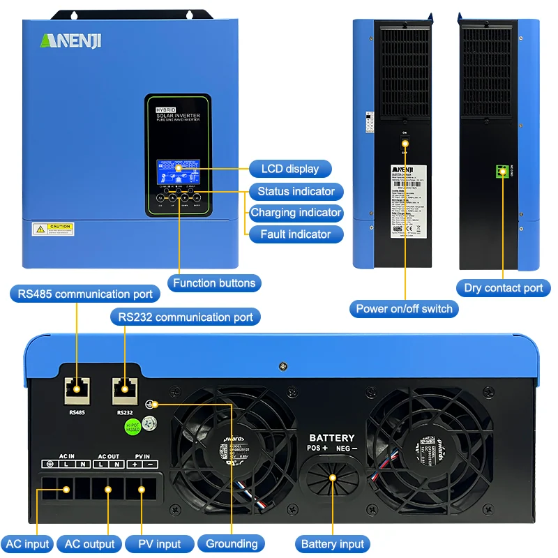 Anenji Hybrid-Wechselrichter 4,2 kW 24 V paralleles WLAN (ANJ-4.2KW-LV-W) — фото 4