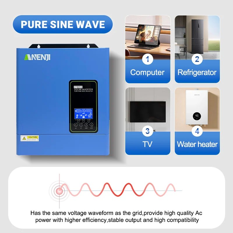 Anenji Hybrid-Wechselrichter 4,2 kW 24 V paralleles WLAN (ANJ-4.2KW-LV-W) — фото 6