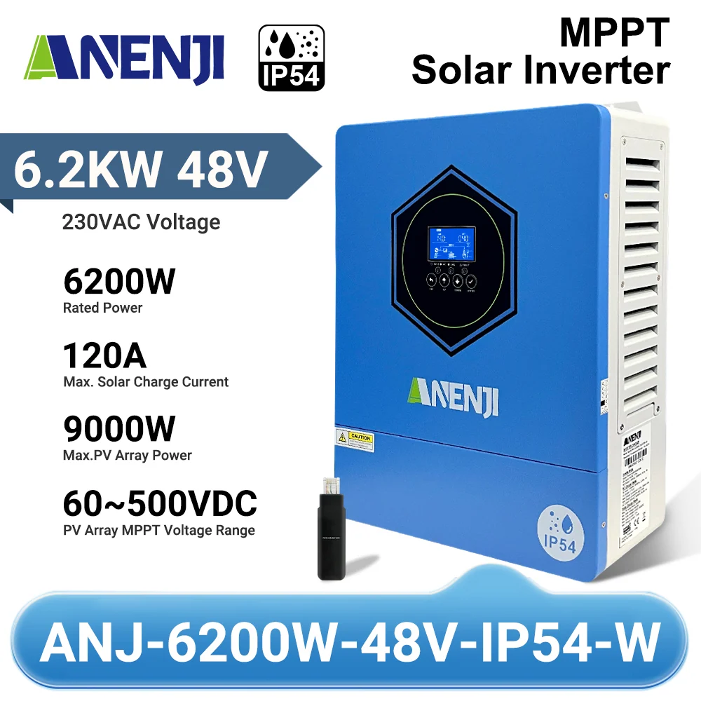 Anenji Hybrid Inverter 6.2kW 48V IP54 2 Outputs Wi-Fi — фото 2