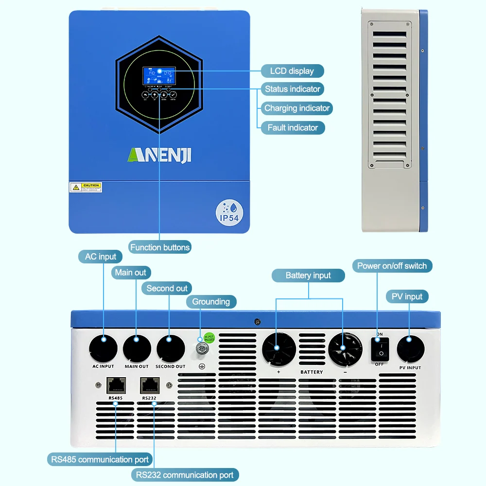 Anenji Hybrid Inverter 6.2kW 48V IP54 2 Outputs Wi-Fi — фото 7