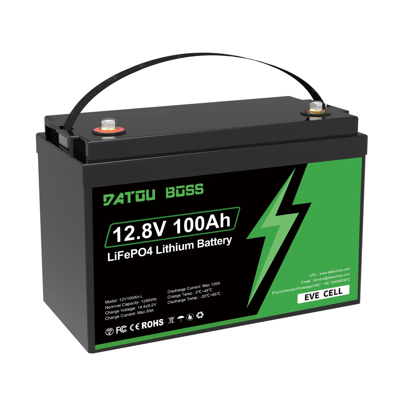 DATOUBOSS EVE Cells 12V 100Ah LiFePO4-Akku, 100A BMS, 4000+ Tiefenzyklen