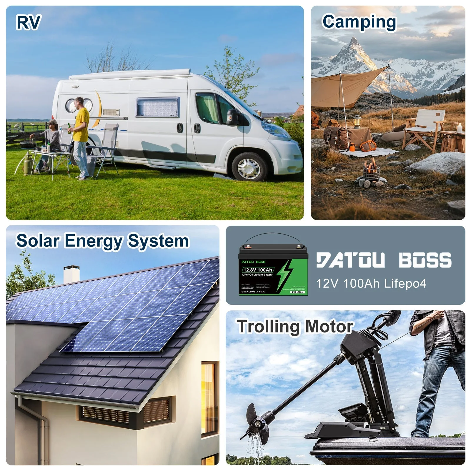 DATOUBOSS EVE Cells 12V 100Ah LiFePO4 батарея, 100A BMS, 4000+ глубоких циклов — фото 2