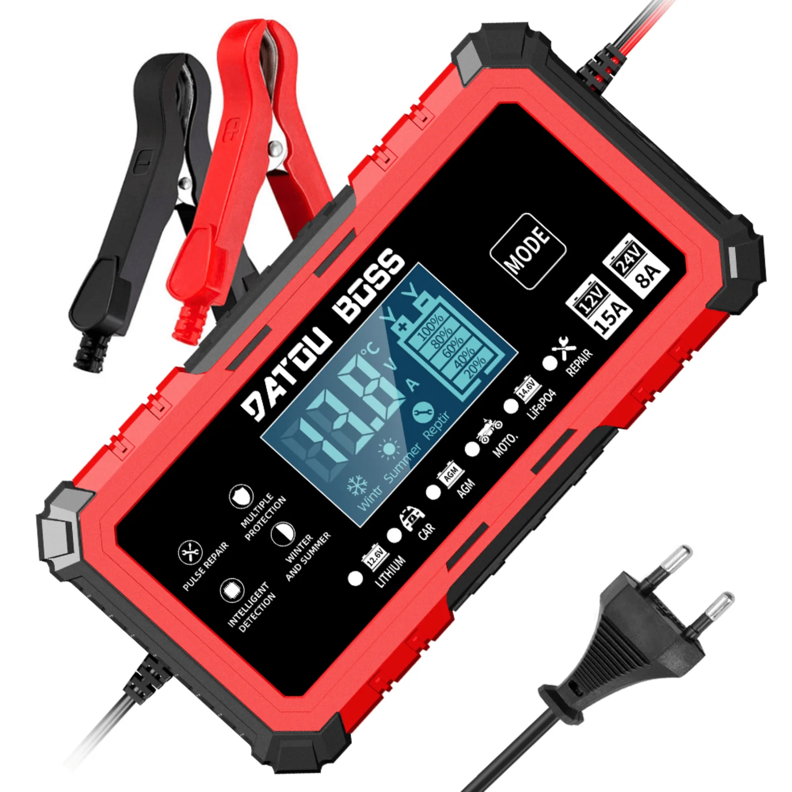 Умное зарядное устройство DATOUBOSS 12V 15A/24V 8A для аккумуляторов LiFePO4