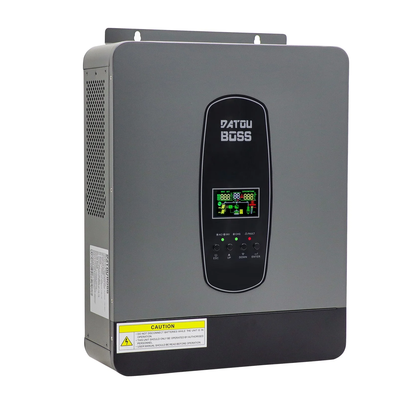DATOUBOSS 3000 W 24 V reiner Sinus-Hybrid-Wechselrichter MPPT 100 A Blei-Säure- und Lithium-Batterie-Unterstützung (WiFi 04 kompatibel)