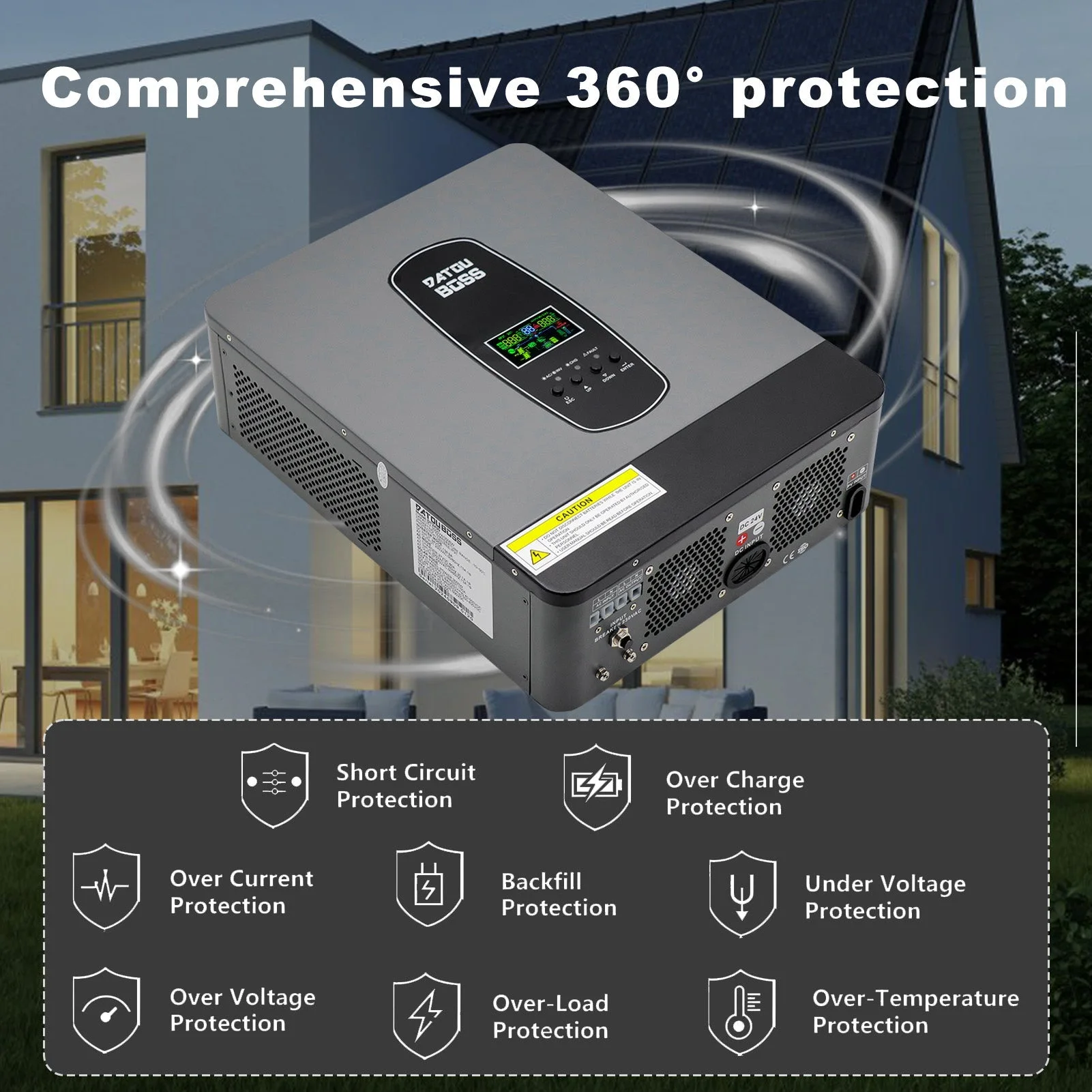 DATOUBOSS 3000 W 24 V reiner Sinus-Hybrid-Wechselrichter MPPT 100 A Blei-Säure- und Lithium-Batterie-Unterstützung (WiFi 04 kompatibel) — фото 4