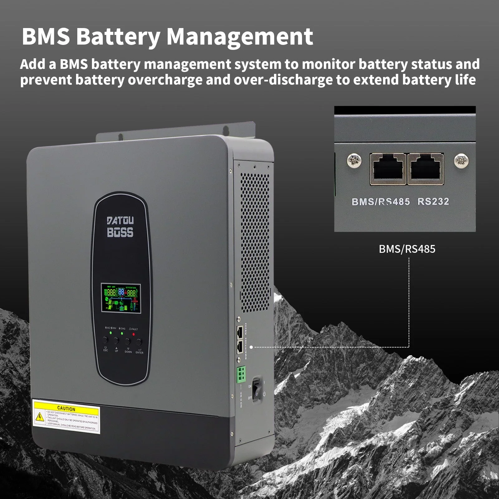 DATOUBOSS 3000 W 24 V reiner Sinus-Hybrid-Wechselrichter MPPT 100 A Blei-Säure- und Lithium-Batterie-Unterstützung (WiFi 04 kompatibel) — фото 6