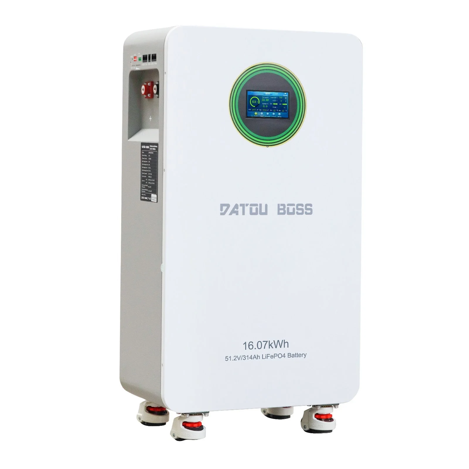 DATOUBOSS 48V 314Ah LiFePO4-Batterie 16kWh Solarenergiespeichersystem mit 210A BMS Metallgehäuse mit Rädern für die Energiespeicherung zu Hause, Solar-Wohnmobile und Off-Grid-Backup