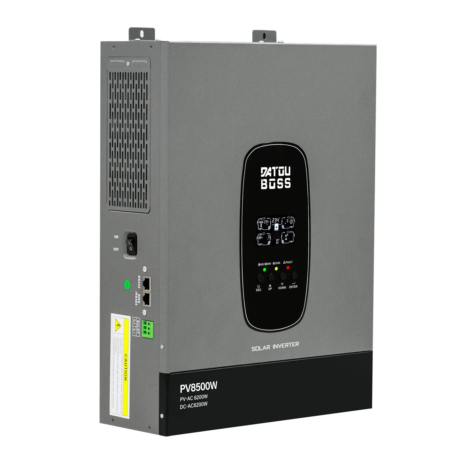 Солнечный гибридный инвертор DATOUBOSS 6200 Вт, 48 В на 230 В, MPPT 120 А, PV 8500 Вт, работа без батареи, подача в сеть (совместим с WiFi 04)