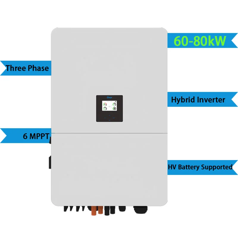 Deye SUN-80K-SG02HP3-EU-EM6 гибридный инвертор, 80 кВт, 3 фазы, высоковольтный — фото 2