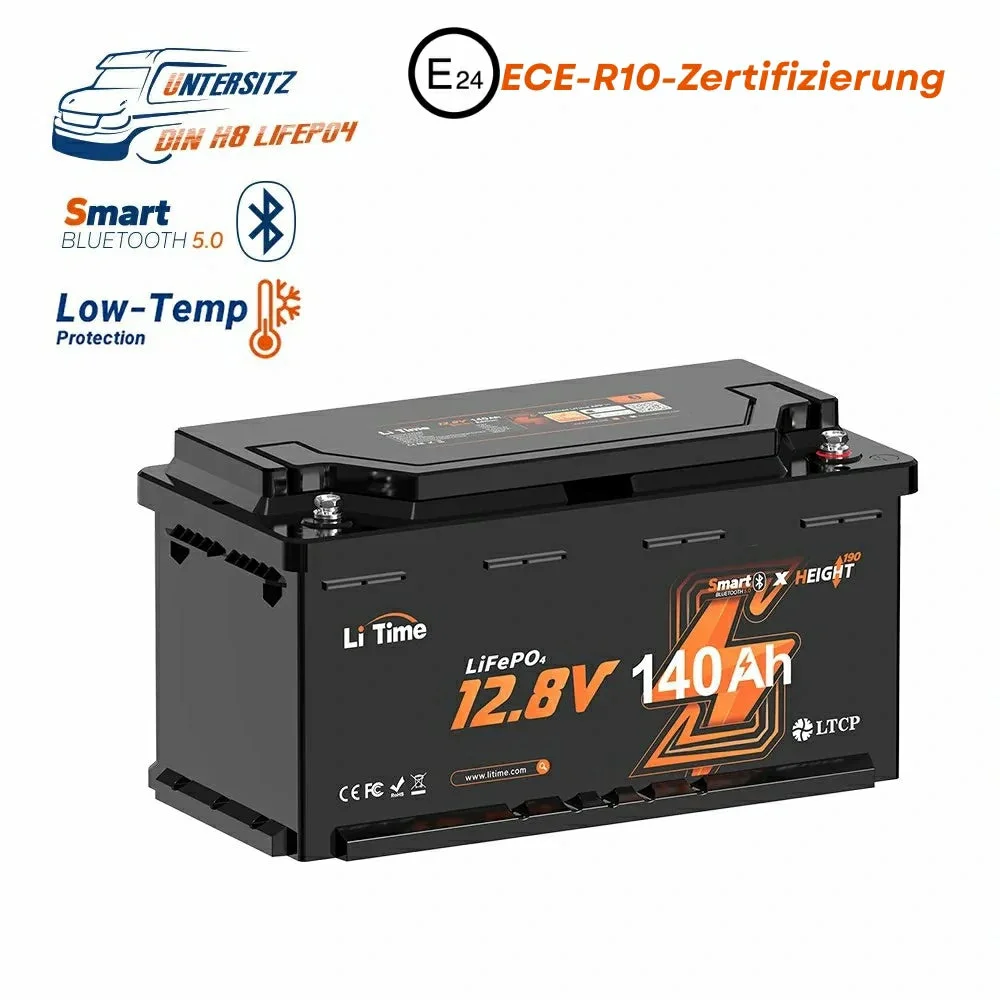 LiTime 0% НДС 12V 140Ah литиевая батарея H190 глубокого цикла с Bluetooth – подседание автодома DIN H8 L5