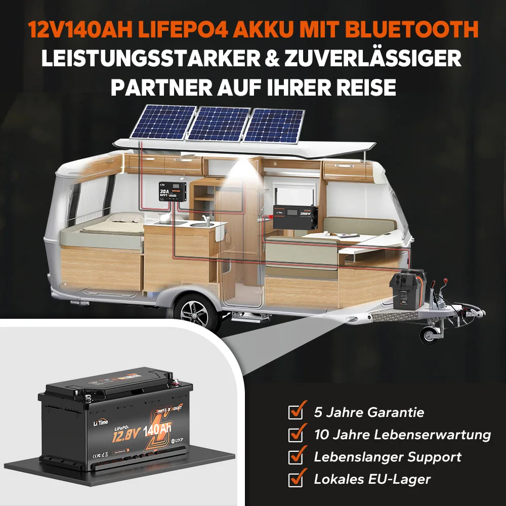 LiTime 0% VAT 12V 140Ah Deep Cycle H190 Lithium Battery with Bluetooth - Motorhome Seat DIN H8 L5 — фото 7