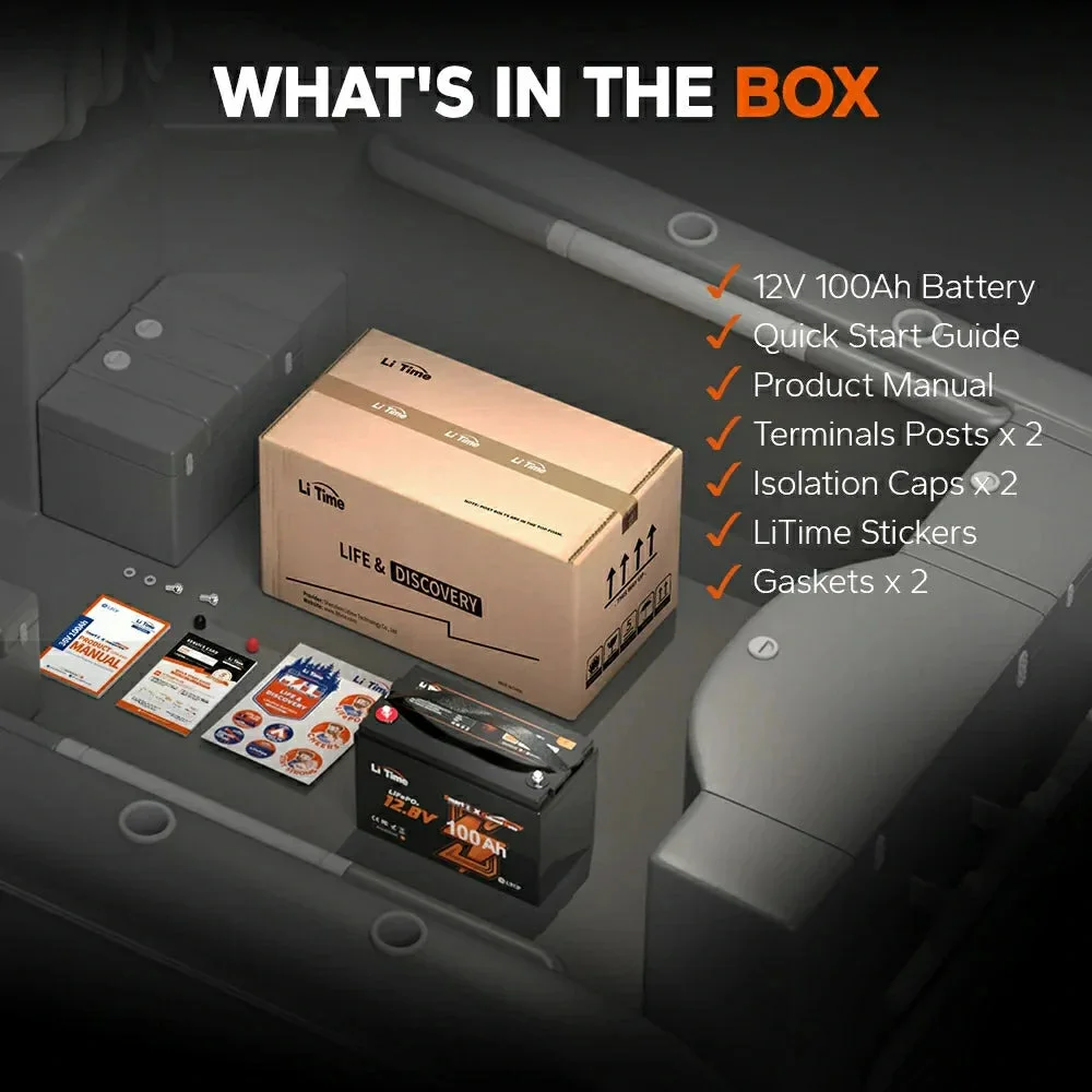 LiTime 12V 100Ah Smart LiFePO4-Schiffsbatterie für elektrischen Außenbordmotor — фото 11