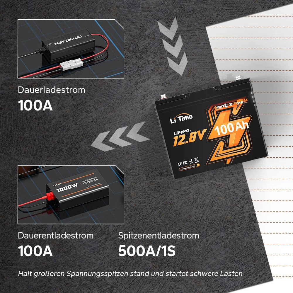 LiTime 12V 100Ah Group24 Motorhome Bluetooth Deep Cycle Lithium Battery for MiniCamper — фото 9