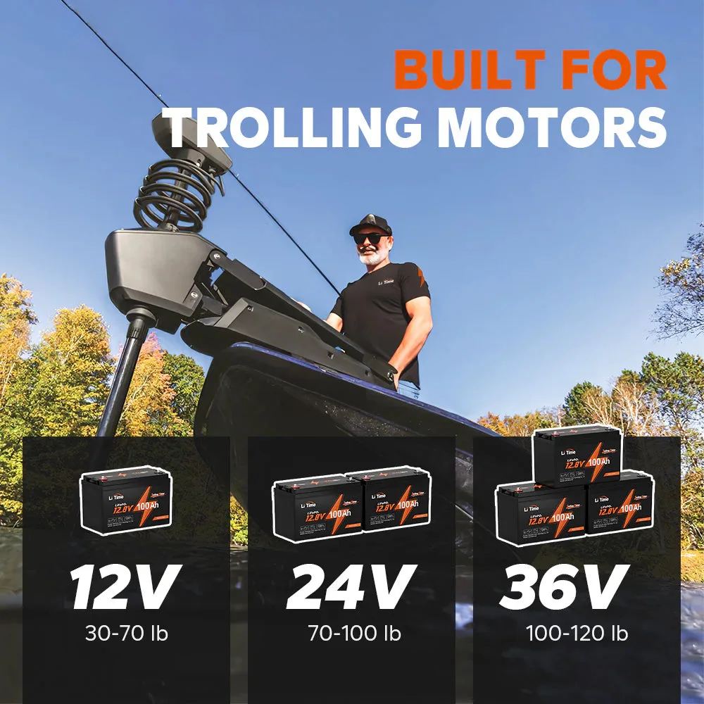 LiTime 12V 100Ah TM LiFePO4 Bootsbatterie mit Untertemperaturschutz für Elektromotor — фото 8