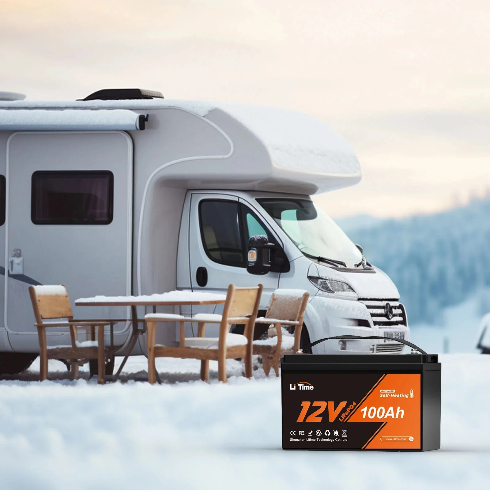 LiTime 12V 100Ah LiFePO4 акумулятор з нагрівачем, низькотемпературний захист глибокого циклу LiFePO4 акумулятор — фото 8