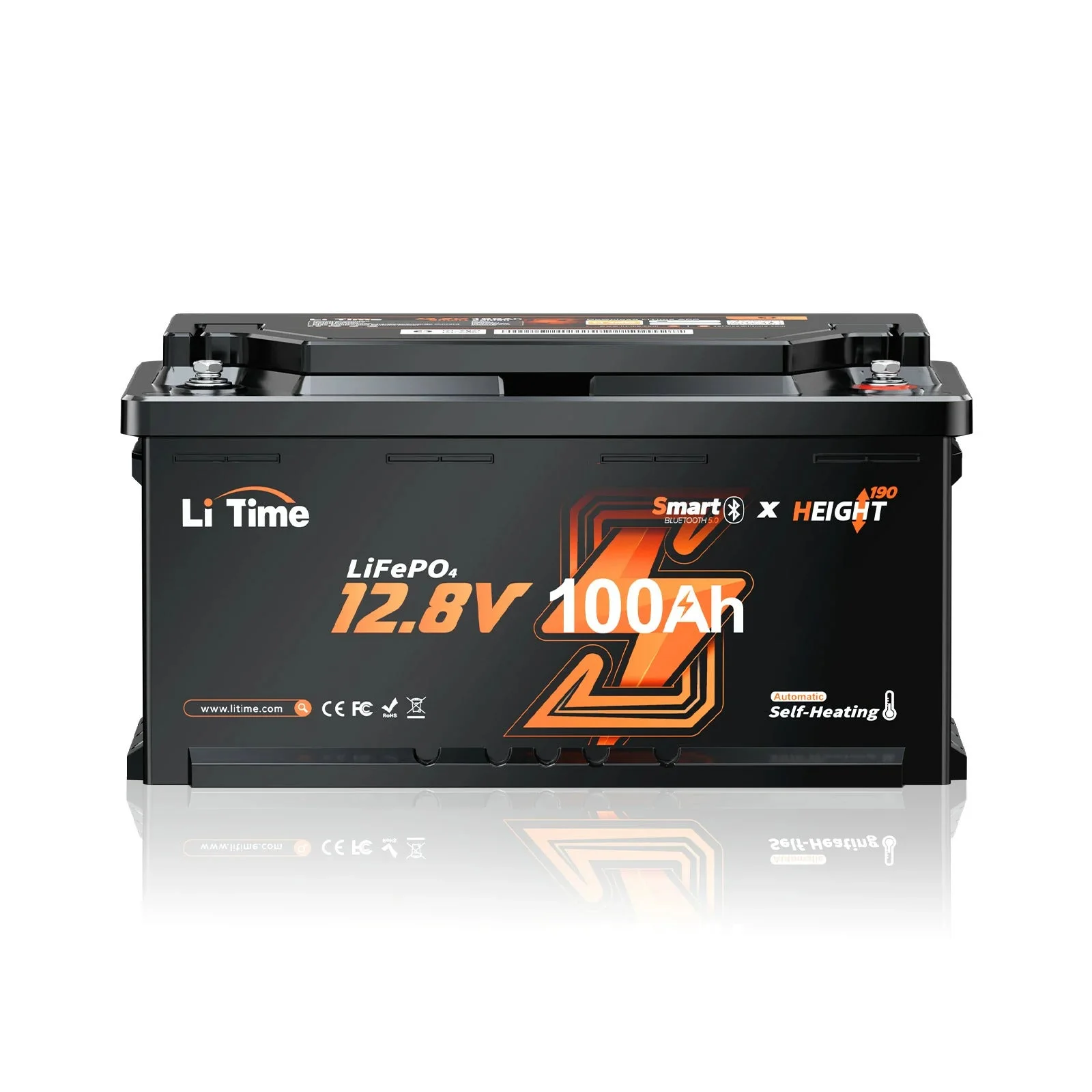 LiTime LiFePO4 12V 100Ah H190 акумулятор - 200A безперервний струм для вантажників автобудинків з Bluetooth, обігрів & Подсидіння DIN H8 — фото 10
