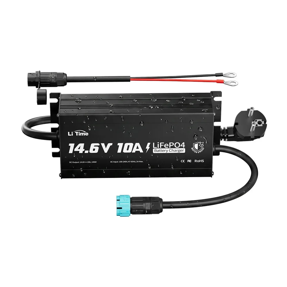 Built-in lithium charger LiTime 12 V 10 A, waterproof IP65