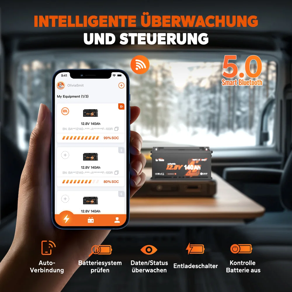 LiTime 12V 140A·h H190 Deep-Cycle-Sommerbatterie mit Bluetooth — фото 8