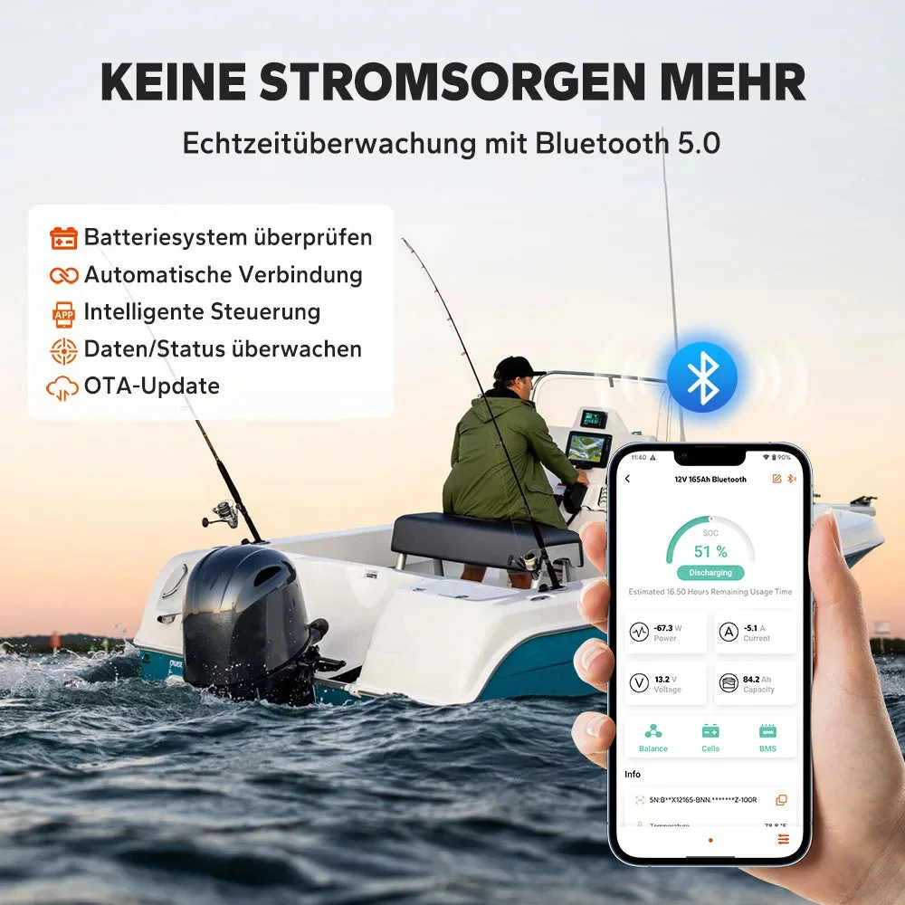 LiTime 12V 165Ah LiFePO4-Doppelzweckbatterie mit 1200 CCA und Selbsterwärmung für Wohnmobile und Boote — фото 7
