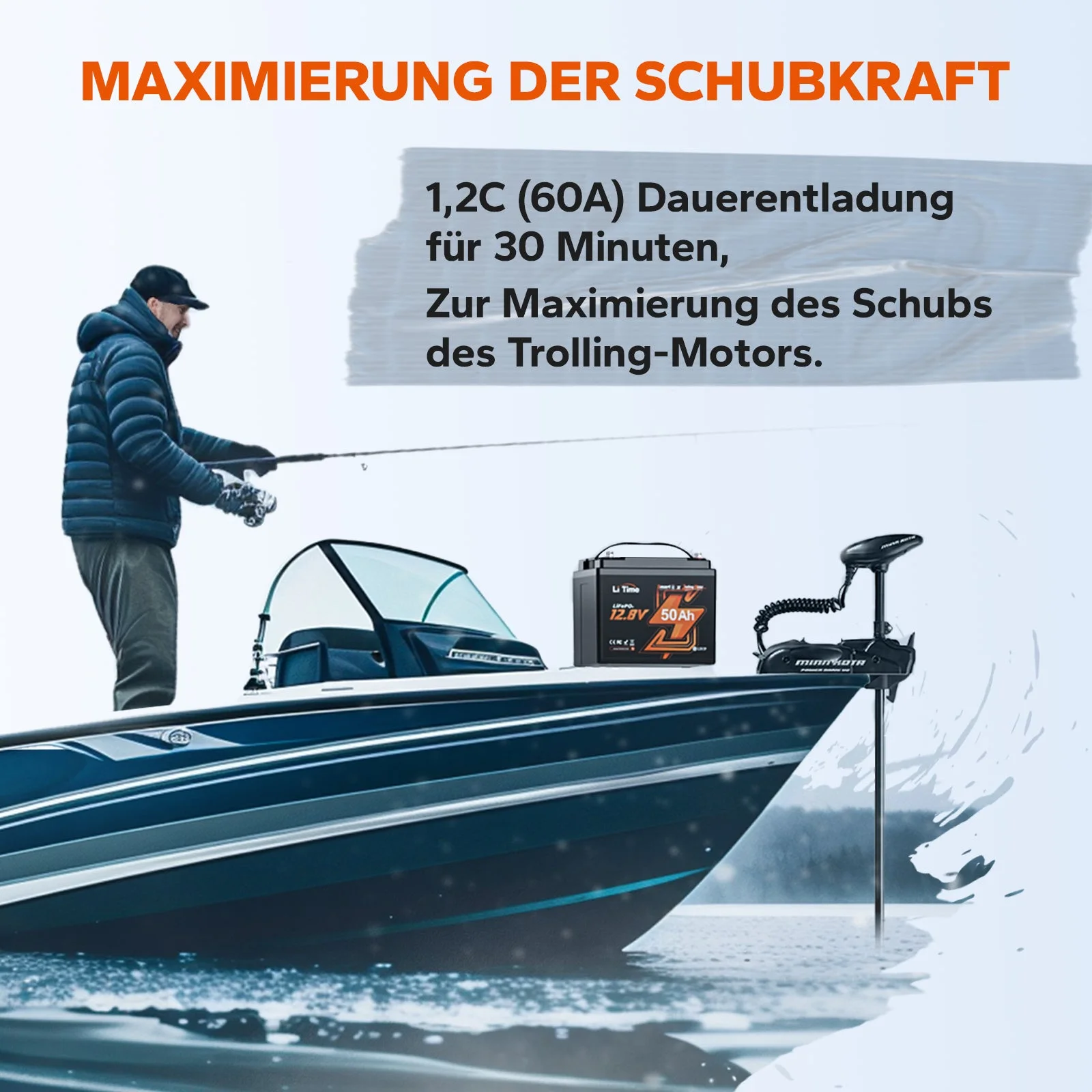 LiTime LiFePO4 12V 50Ah Bluetooth Kälteschutz Deep Cycle Lithiumbatterie für Elektrobootmotor — фото 9
