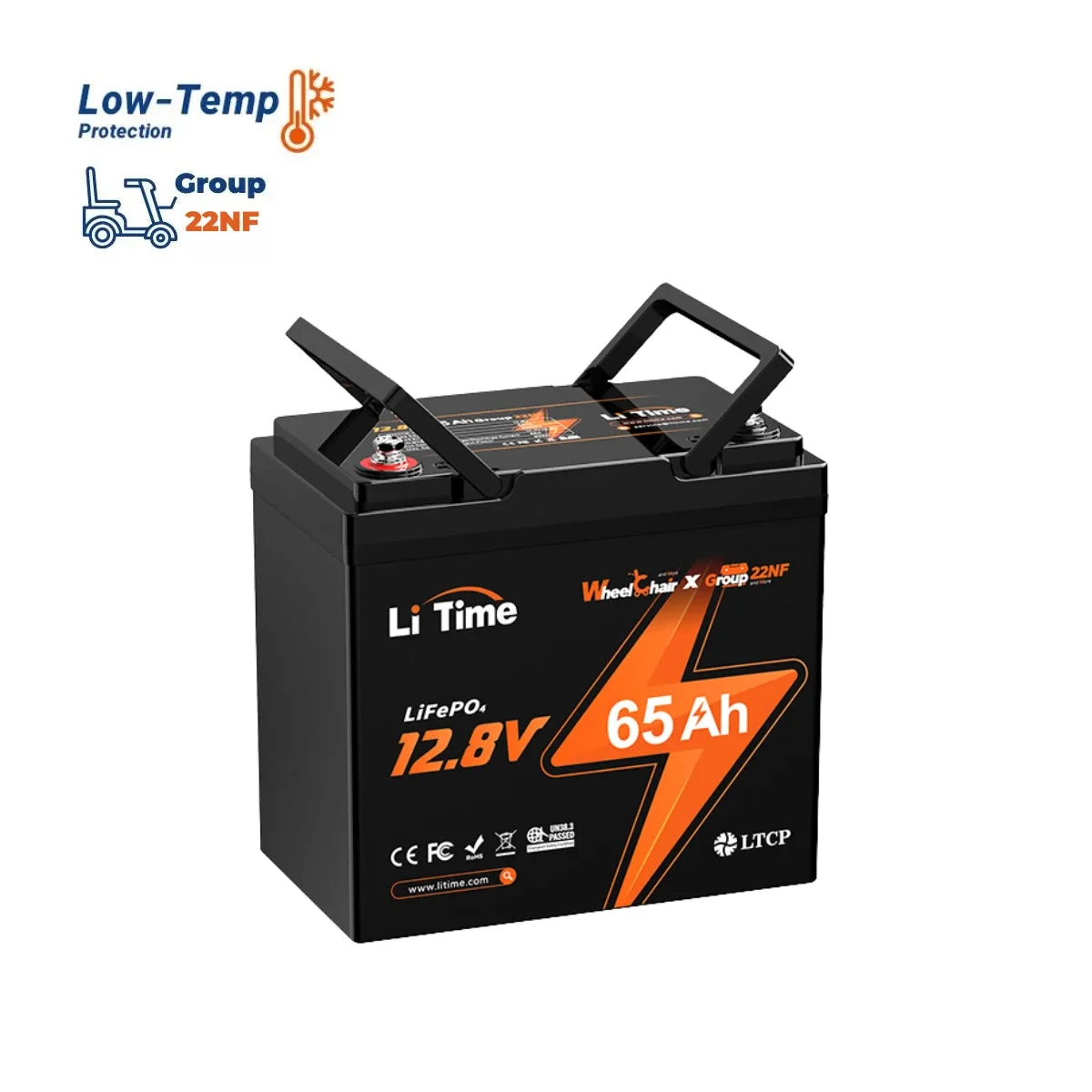 LiTime 12V 65Ah Group 22NF Deep Cycle литиевая батарея для инвалидов в тяжелом весе и для пожилых людей, мобильный электромобиль