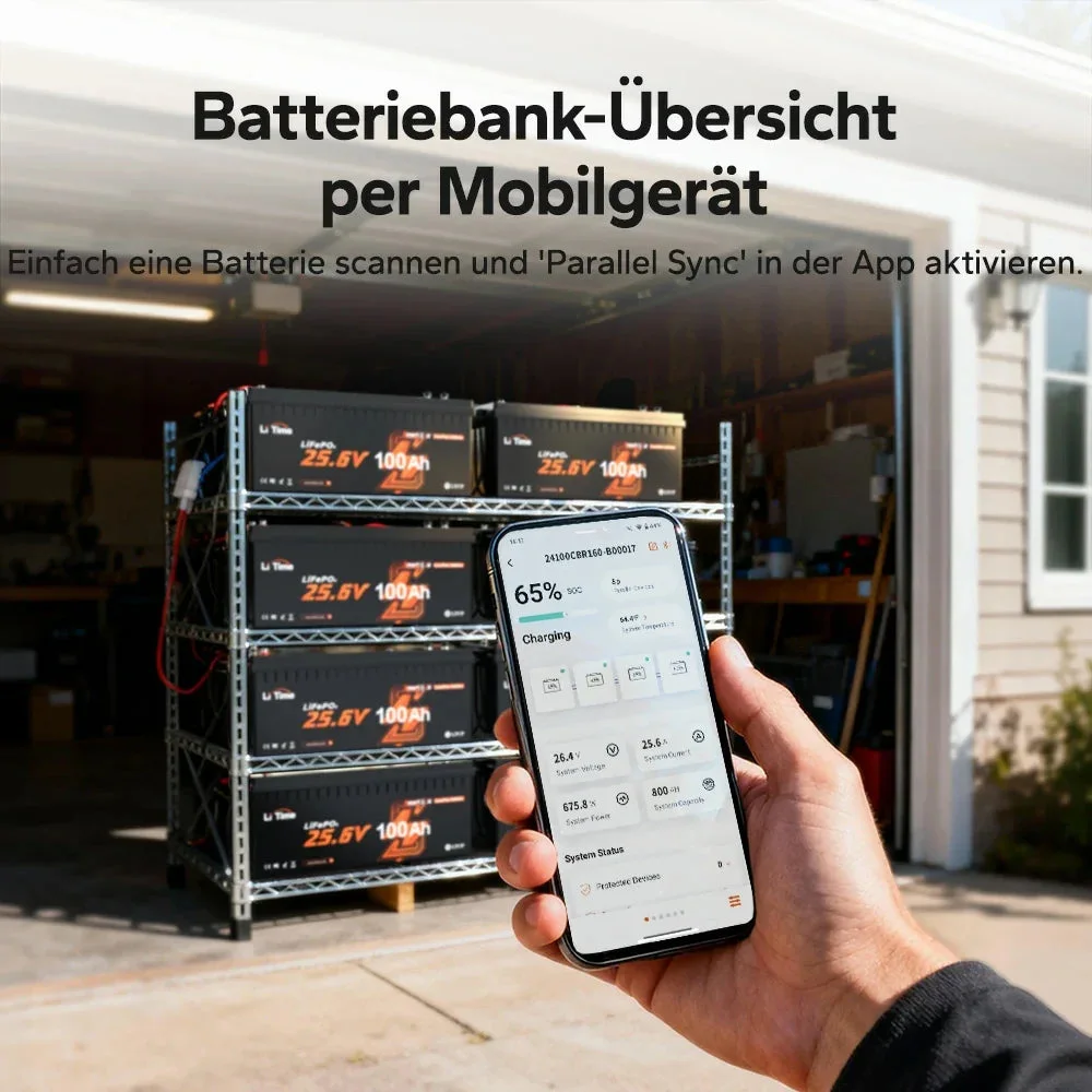 LiTime 24V 100Ah Smart ComFlex LiFePO4 – kompatibel mit Bluetooth und Victron — фото 4