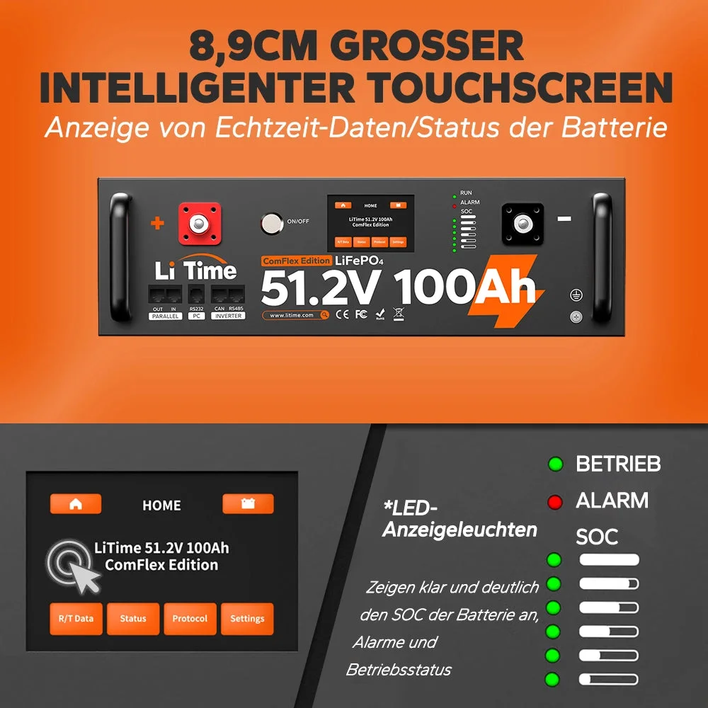 LiTime LiFePO4 51.2V 100Ah Solar Smart ComFlex 3U Rack with BMS — фото 2