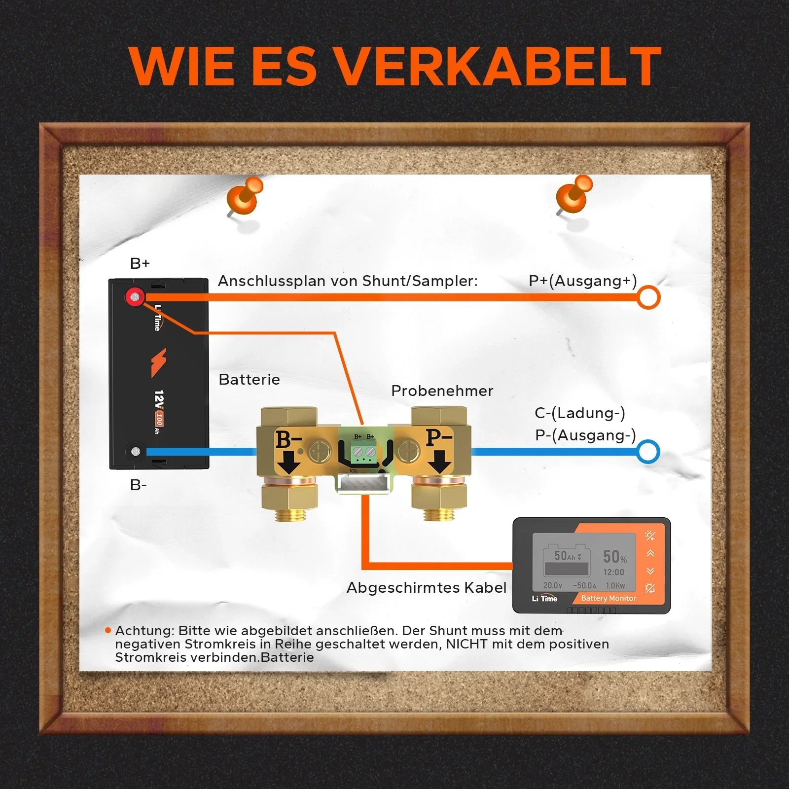 LiTime 500A Batteriemonitor mit LCD-Display und Shunt — фото 3