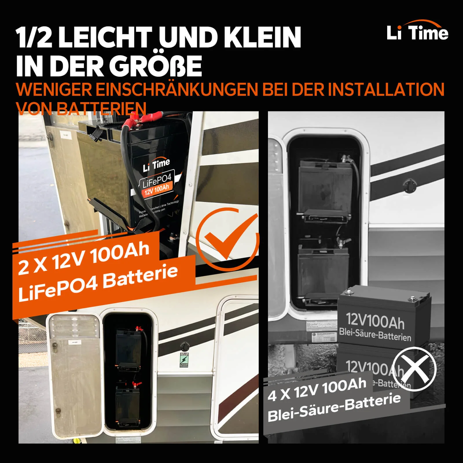 LiTime LiFePO4 12V 100Ah литиевая батарея глубокого разряда — фото 6