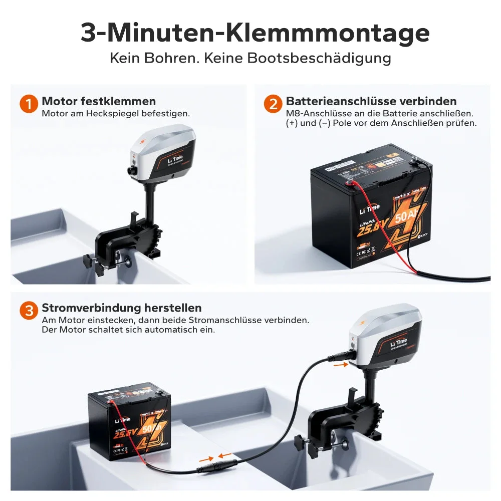 LiTime Argoseeker A1 24 V 700 W elektrischer Außenbordmotor – leichter Außenbordmotor für kleine Boote — фото 8