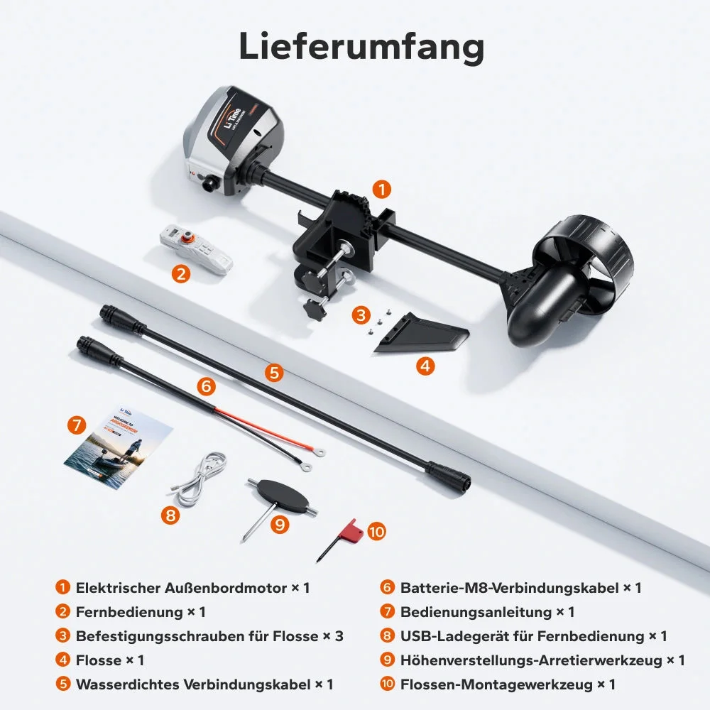 LiTime Argoseeker A1 24 V 700 W elektrischer Außenbordmotor – leichter Außenbordmotor für kleine Boote — фото 11