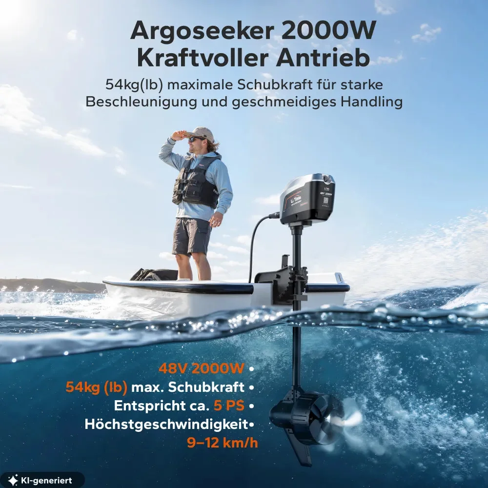 LiTime Argoseeker A2 48 V 2000 W elektrischer Außenbordmotor – 120 lbs Schub für Boote — фото 7