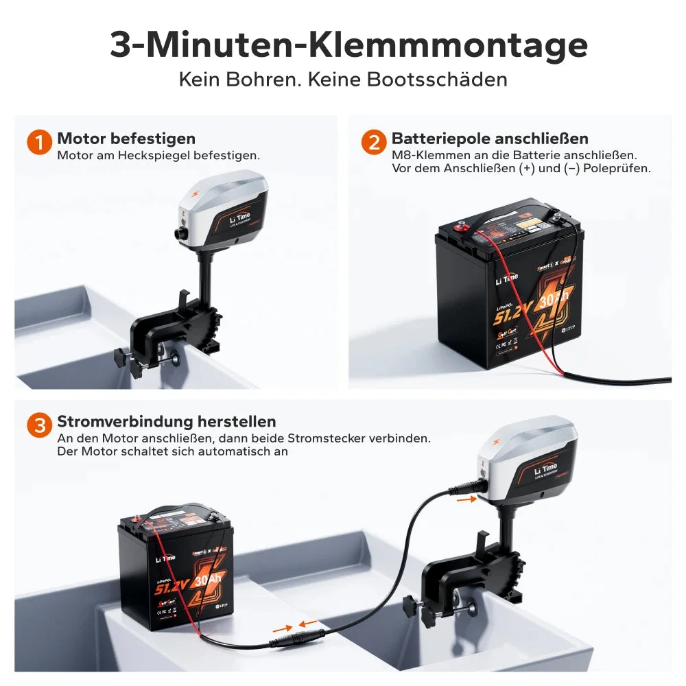 LiTime Argoseeker A2 48 V 2000 W elektrischer Außenbordmotor – 120 lbs Schub für Boote — фото 8