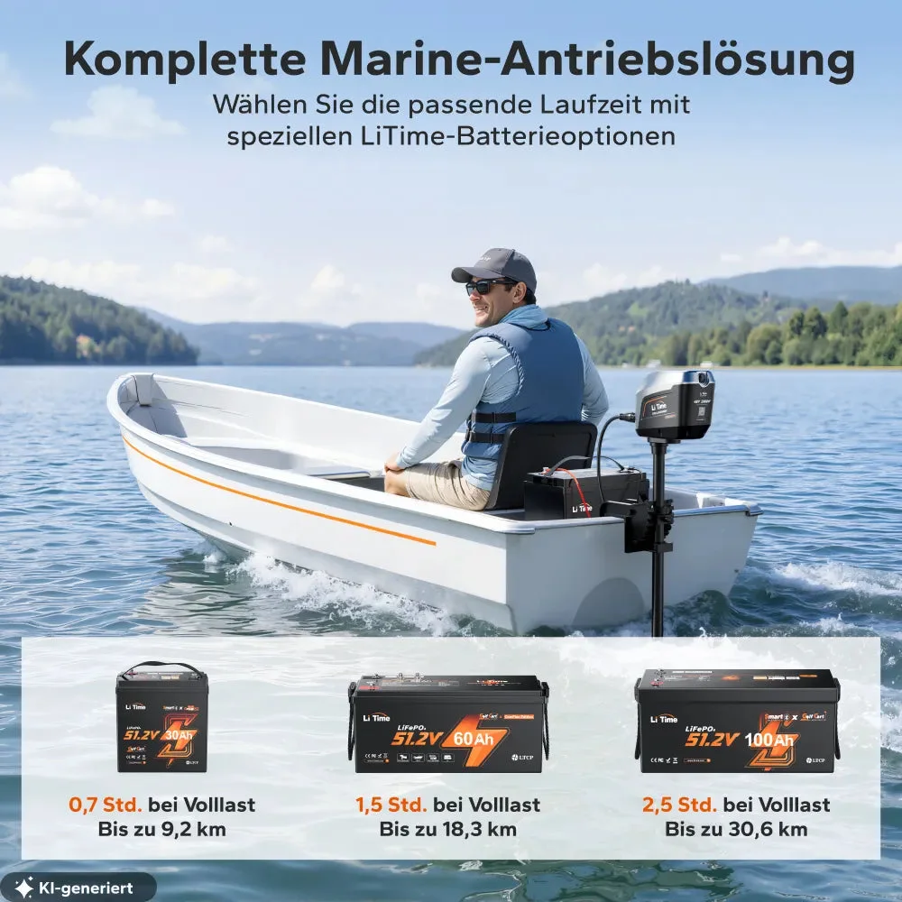 LiTime Argoseeker A2 48 V 2000 W elektrischer Außenbordmotor – 120 lbs Schub für Boote — фото 9