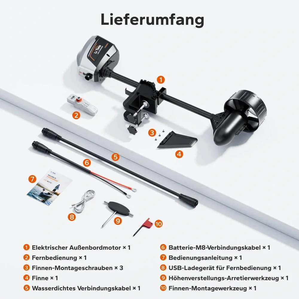 LiTime Argoseeker A2 48 V 2000 W elektrischer Außenbordmotor – 120 lbs Schub für Boote — фото 12