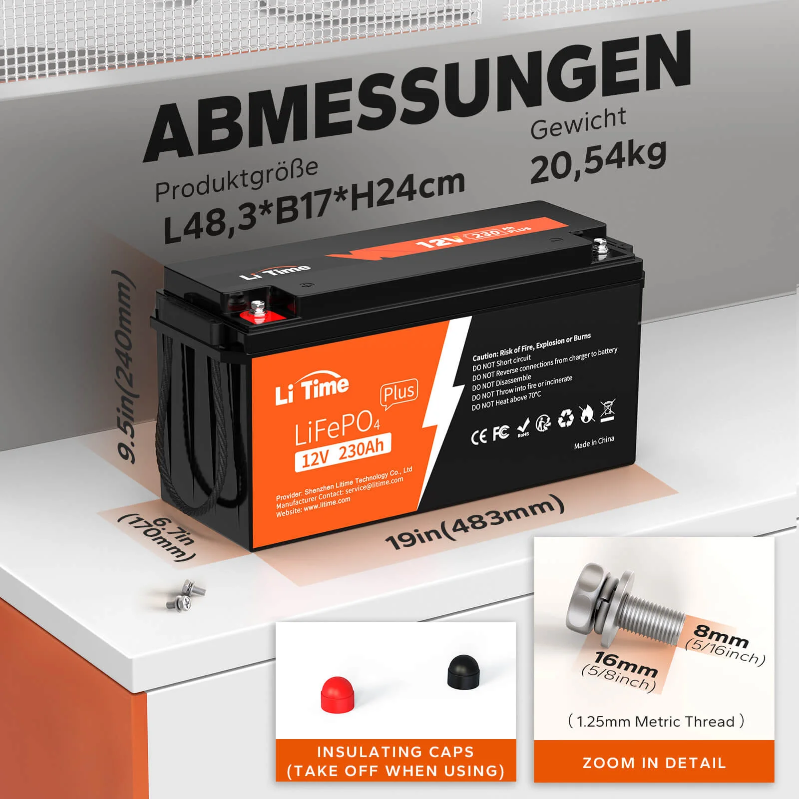 LiTime LiFePO4 12V 230Ah Plus акумулятор глибокого циклу – з BMS на 200A — фото 2