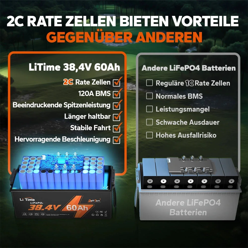 Розпродаж Літієва батарея LiTime 36V 60Ah глибокого циклу для гольф-карів та газонокосарок — фото 2