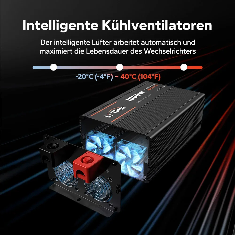 LiTime 1000 W reiner Sinus-Wechselrichter 12 V DC auf 230 V AC — фото 5