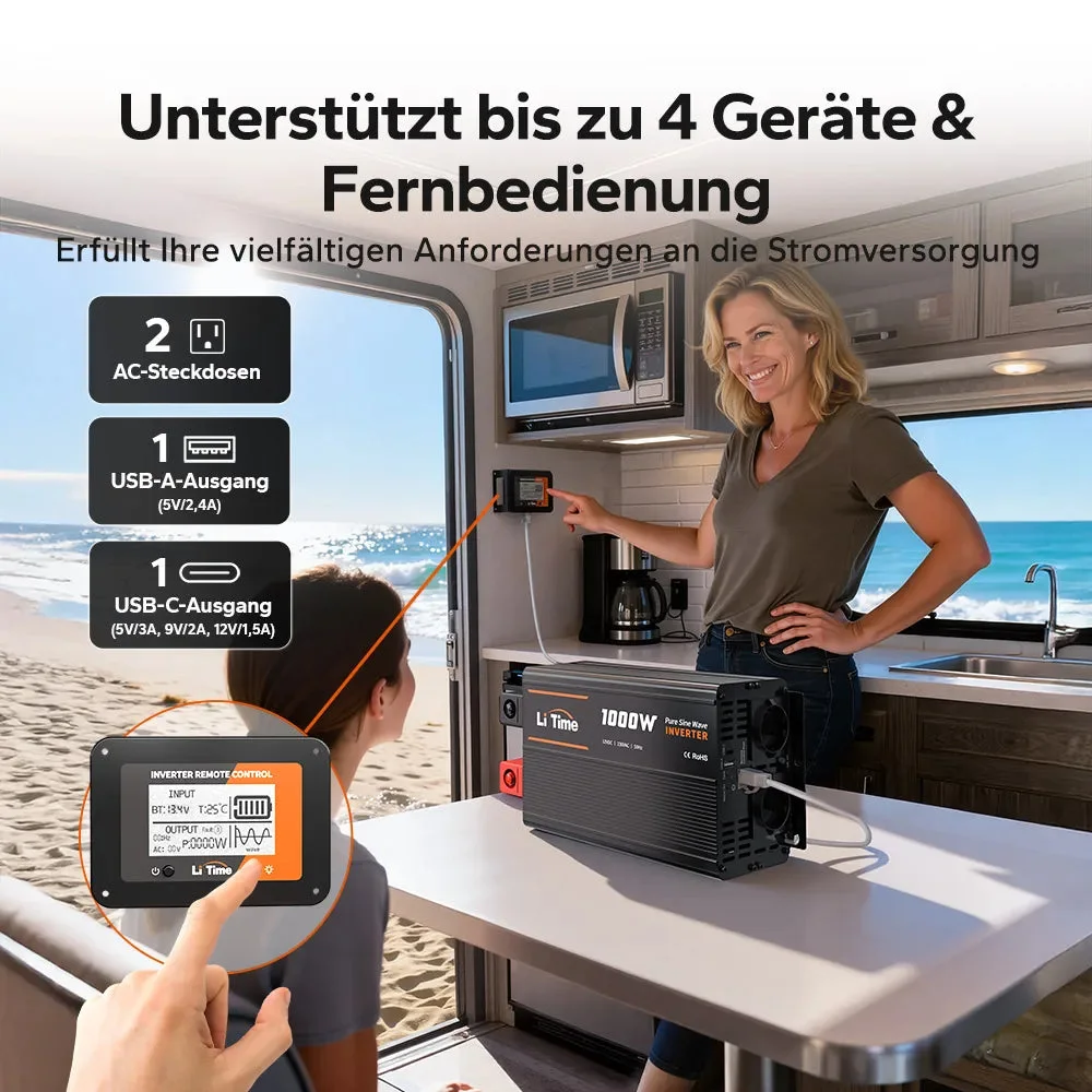 LiTime 1000 W reiner Sinus-Wechselrichter 12 V DC auf 230 V AC — фото 10