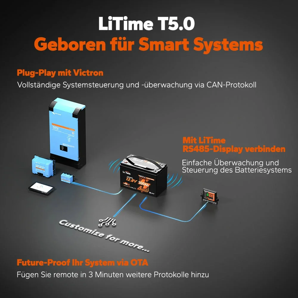 Аккумулятор LiTime 12V 100Ah Smart ComFlex со связью Bluetooth & Victron — фото 2