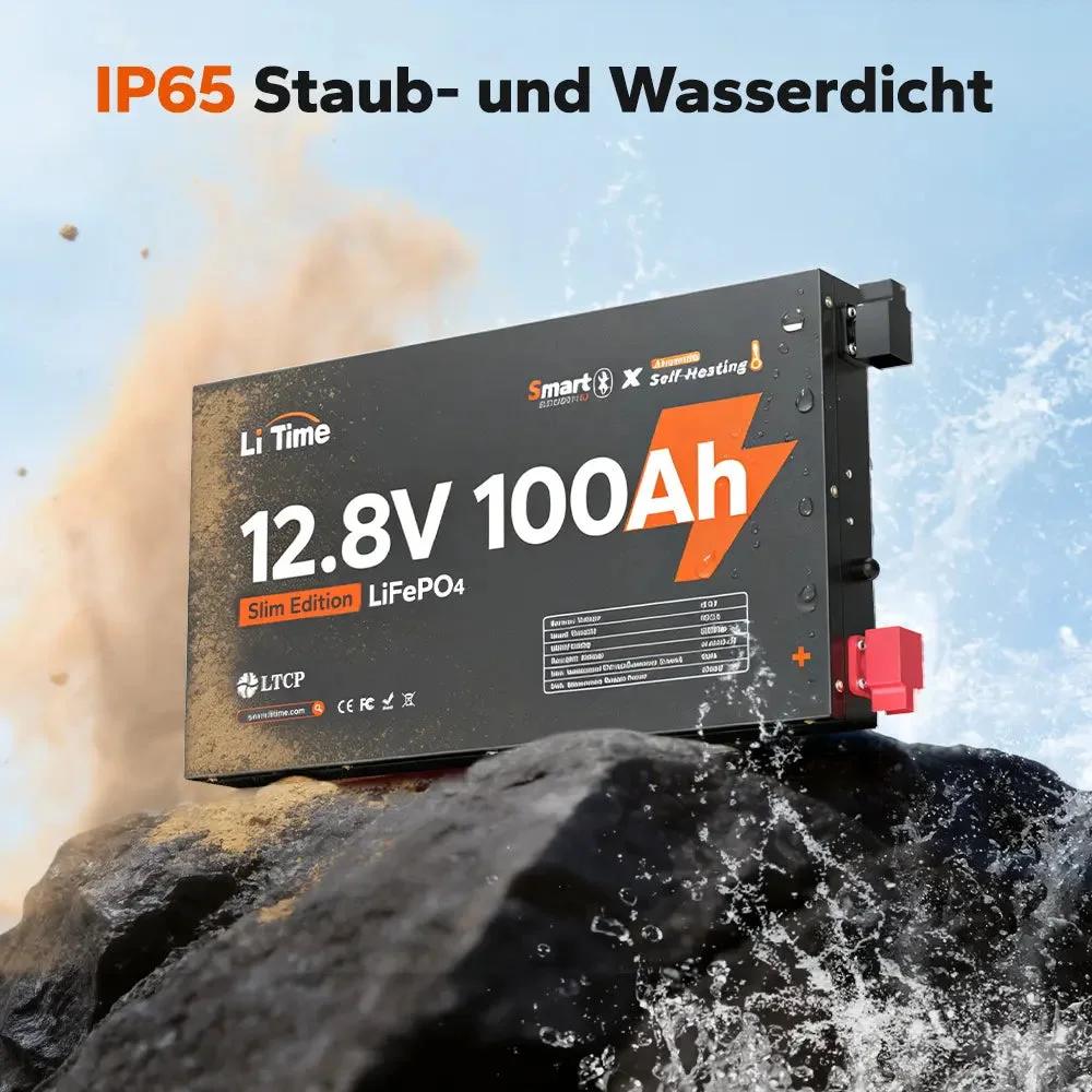 LiTime 12V 100Ah Ultra Slim LiFePO4 з Bluetooth і самонагріванням - для будинків на колесах, пікапів і кемперів — фото 5