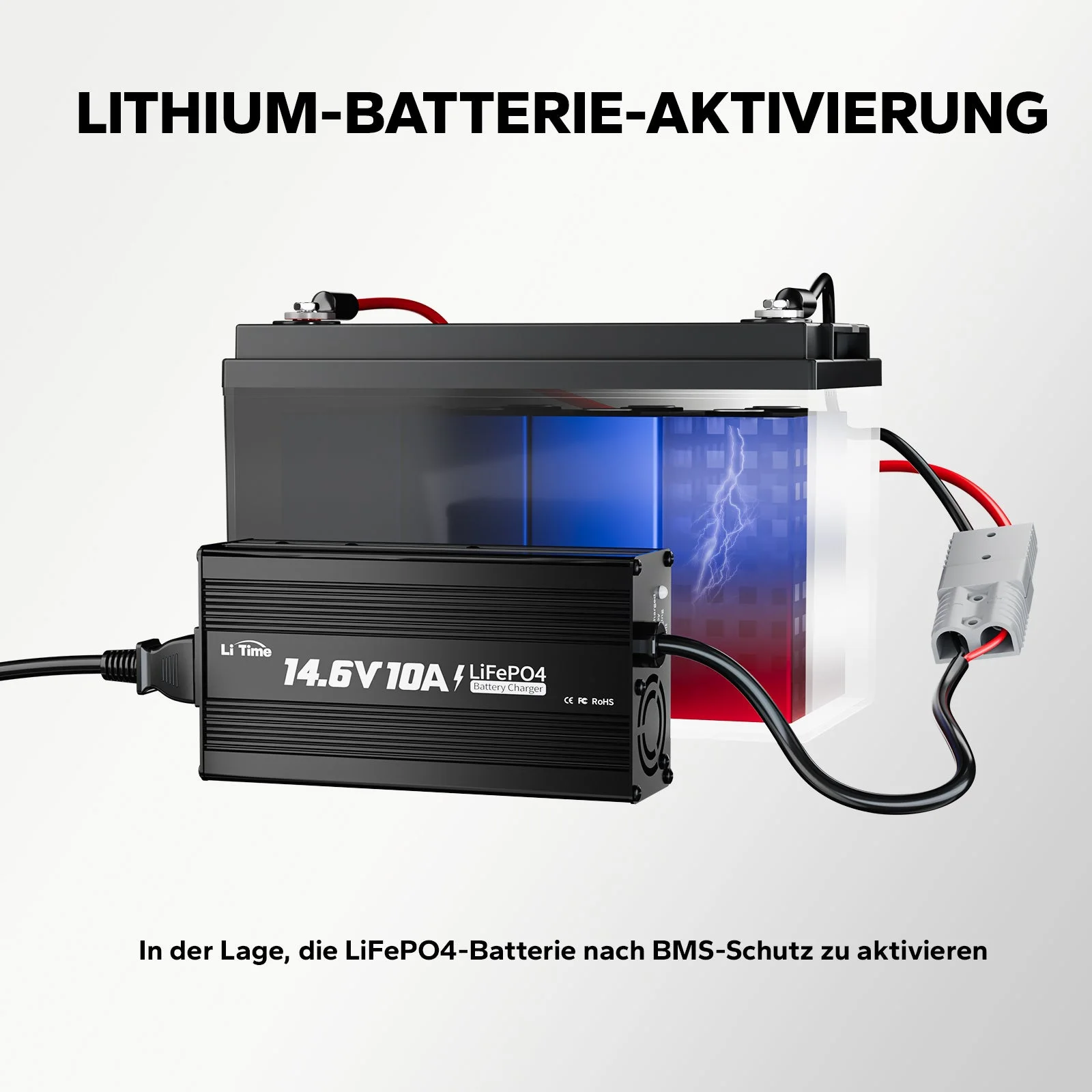 LiTime 14,6V 10A Ladegerät für 12V LiFePO4 Lithiumbatterie — фото 3