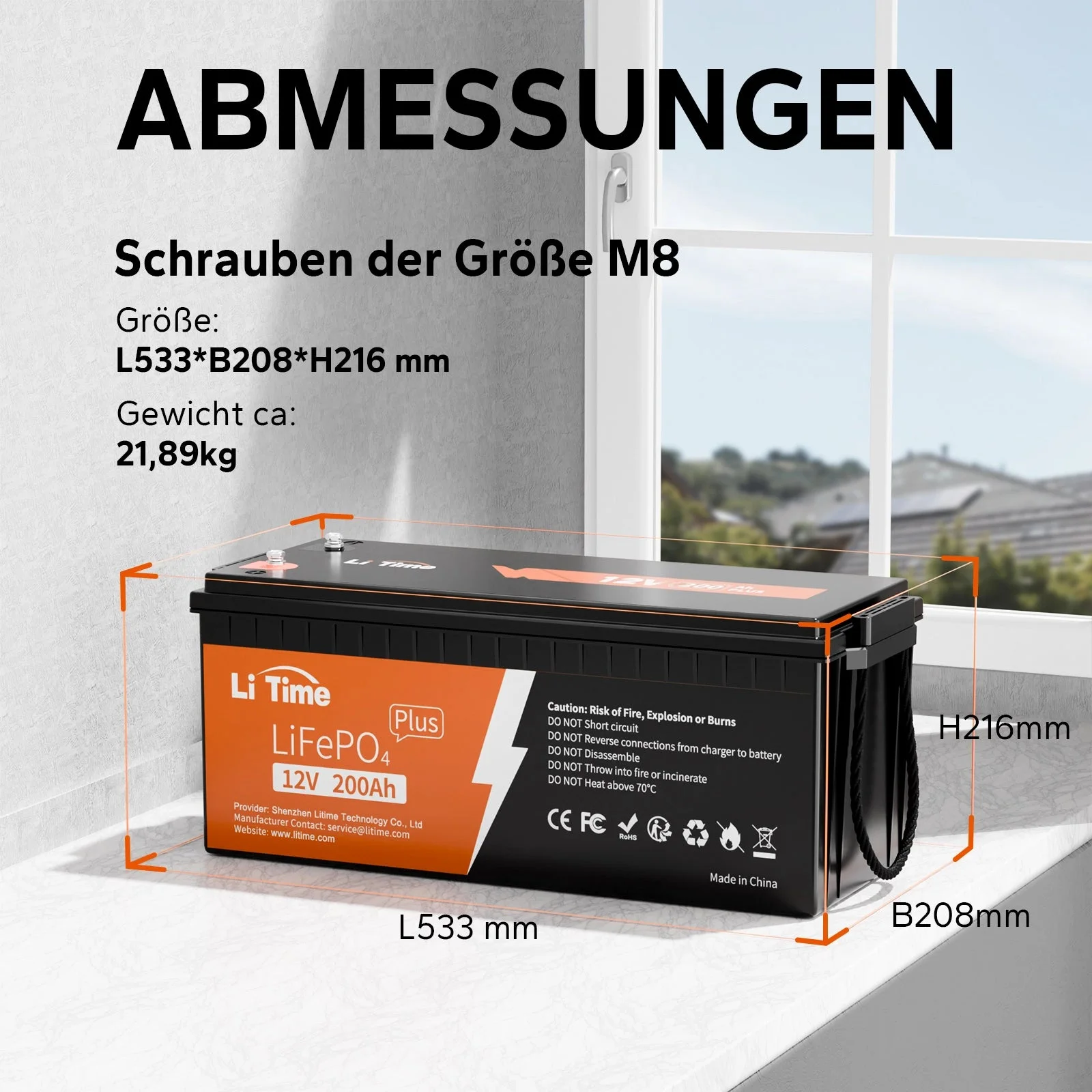 LiTime 12V 200Ah Plus Deep Cycle LiFePO4 літієва батарея – 200A BMS — фото 8
